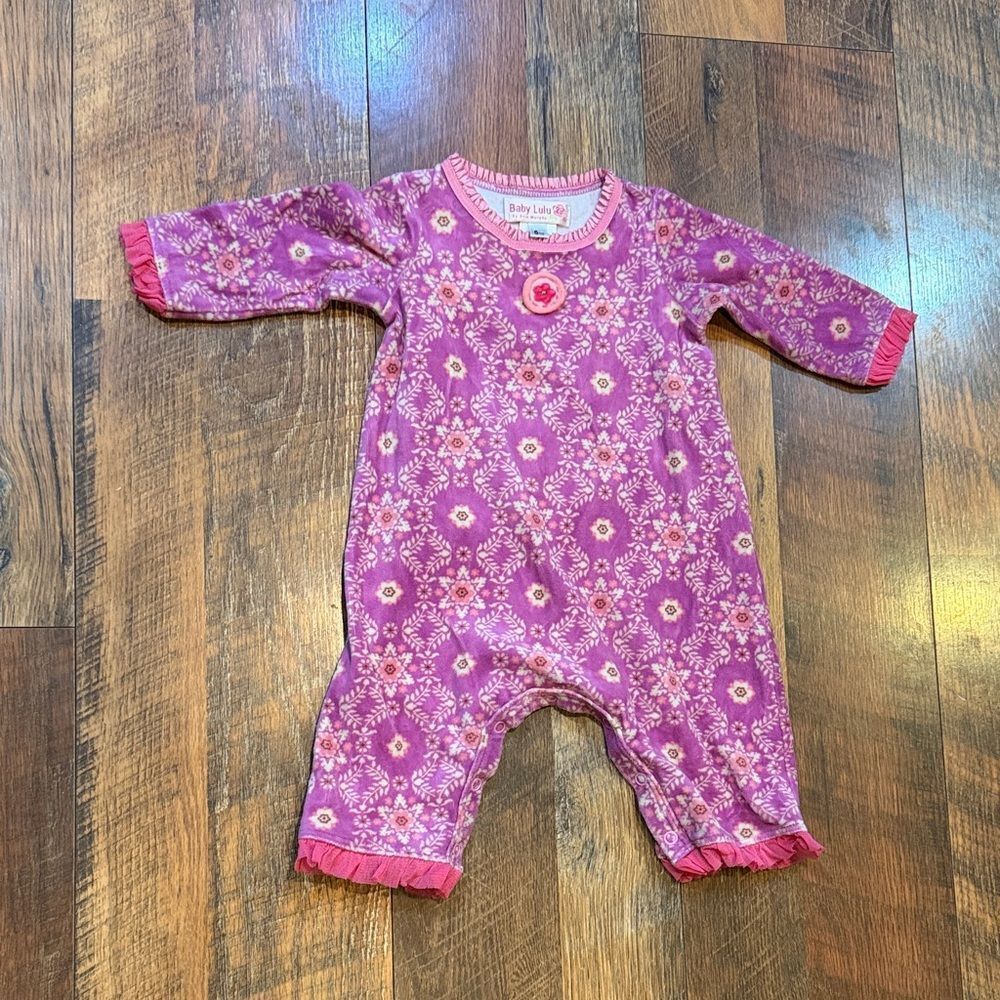 Kids Floral One Piece in Pink and Purple 6 mo (5425)